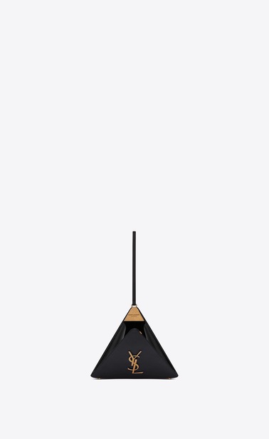SAINT LAURENT YSL boxes Woman Pyramid clutch in black leather b_V4